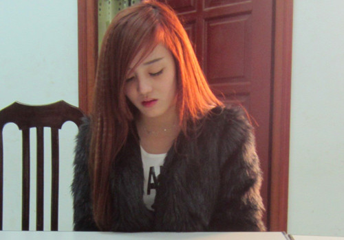 Nguyễn Thị Mai Thi tại cơ quan điều tra. Ảnh: Việt Hưng