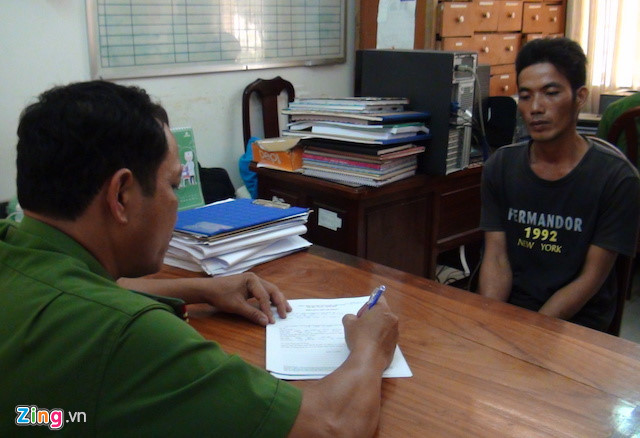 Lê Văn Thiện tại cơ quan điều tra. Ảnh: C.A.