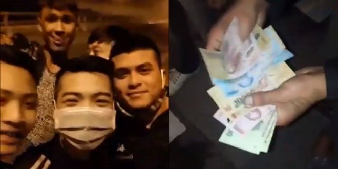 Nhóm thanh niên chặn đường xin đểu xe trên cao tốc (Ảnh: Cắt từ clip)