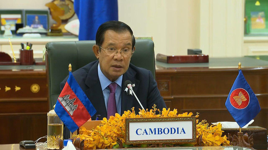 Thủ tướng Campuchia Hun Sen dự Hội nghị cấp cao ASEAN trực tuyến ngày 26/6. (Ảnh: Freshnewsasia)