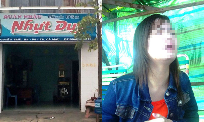 Quán nhậu Nhựt Duy và nạn nhân Q trong vụ mua bán dâm người chưa thành niên.