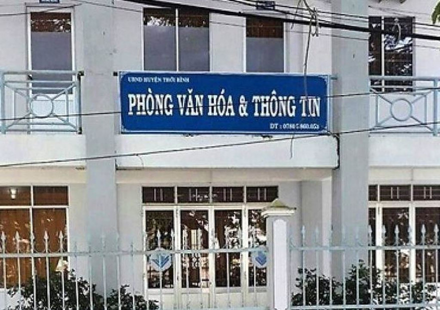 Phòng Văn hóa - Thông tin huyện Thới Bình (tỉnh Cà Mau), nơi ông Bằng làm Trưởng phòng. (Ảnh: Dân trí)