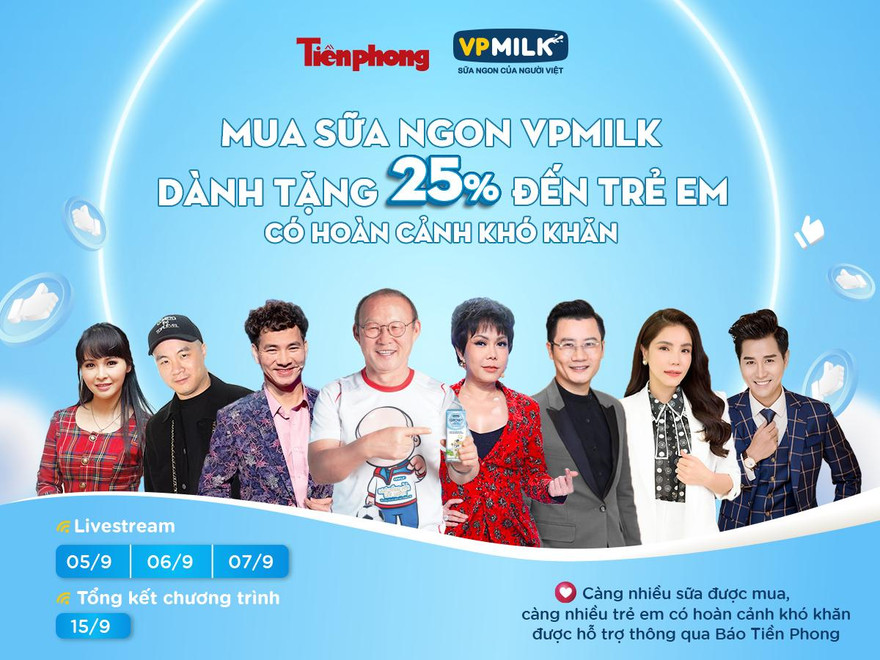 Báo Tiền Phong đồng hành với nghệ sĩ tặng sữa cho trẻ có hoàn cảnh khó khăn