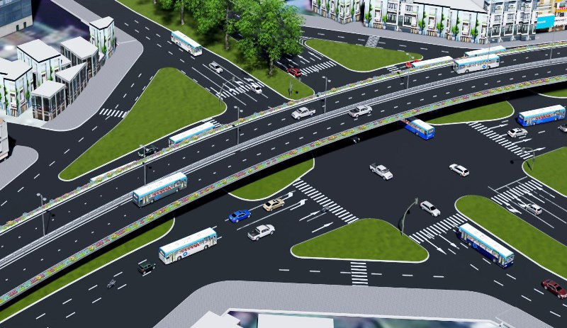 Hình ảnh cầu vượt La Thành - Nguyễn Chí Thanh từ trên cao.