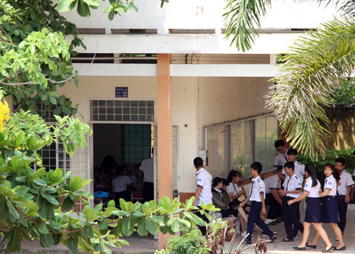 Học sinh trường THPT Long Thới (huyện Nhà Bè). 