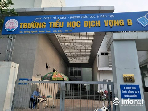 Trường Tiểu học Dịch Vọng B - nơi xảy ra sự việc đáng tiếc. Ảnh Infonet 