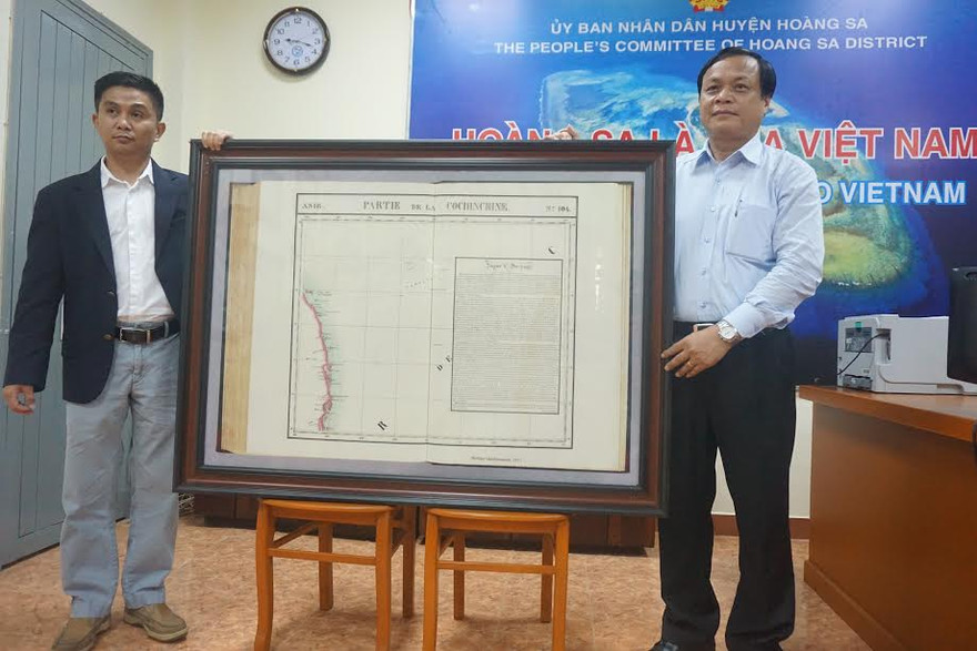 Tấm bản đồ Partie de la Cochichine của Phillipe Vandermaelen mang giá trị pháp lý quốc tế rất cao về chủ quyền được trao tặng cho UBND huyện Hoàng Sa, TP. Đà Nẵng. 