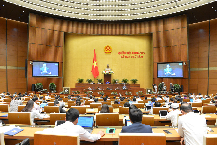 Toàn cảnh hội trường kỳ họp thứ 8 Quốc hội Khóa XIV. Ảnh: Như Ý