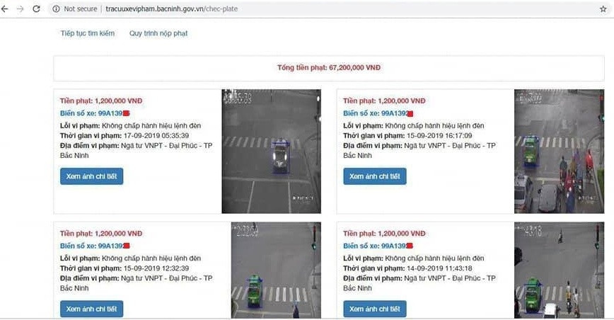 Hình ảnh lan truyền trên mạng xã hội thông tin việc tài xế ở Bắc Ninh bị phạt nguội 67,2 triệu đồng. 