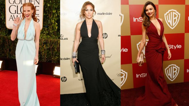 Đầm xẻ ngực - vũ khí lợi hại của sao Hollywood