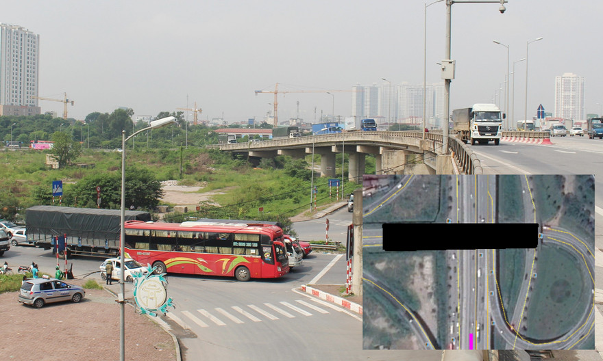 Thay vì phải dừng đèn đỏ, gây ùn ứ, hầm chui (ảnh nhỏ) tại nút Pháp Vân sẽ giúp phương tiện theo hướng cao tốc - nội thành di chuyển thông suốt.