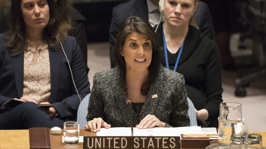Đại sứ Mỹ tại Liên Hợp Quốc Nikki Haley. Ảnh: AFP