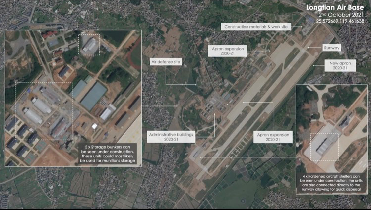 Hình ảnh các vị trí mới được nâng cấp ở căn cứ Longtian, tỉnh Phúc Kiến. (Ảnh: The Drive)