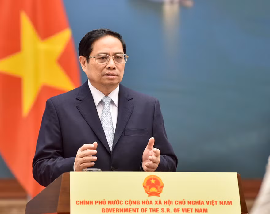Thủ tướng Phạm Minh Chính phát biểu tại diễn đàn. (Ảnh: Mofa)