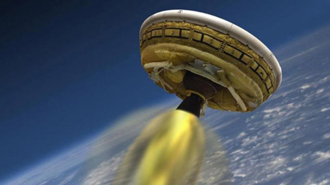 Hình ảnh mô phỏng tàu vũ trụ LDSD trong hành trình bay thử nghiệm. Ảnh: NASA.