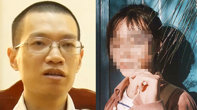 Nguyễn Anh Tú tại cơ quan điều tra (ảnh chụp màn hình) và nạn nhân