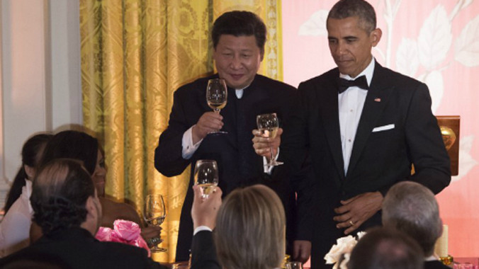 Nhà trắng tổ chức quốc yến thiết đãi ông Tập hôm 25/9. Ảnh: AFP.