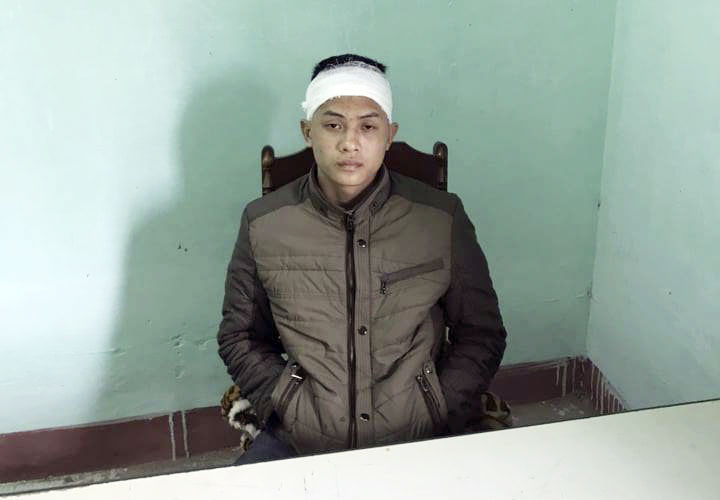 Đối tượng Hòa tại cơ quan điều tra.