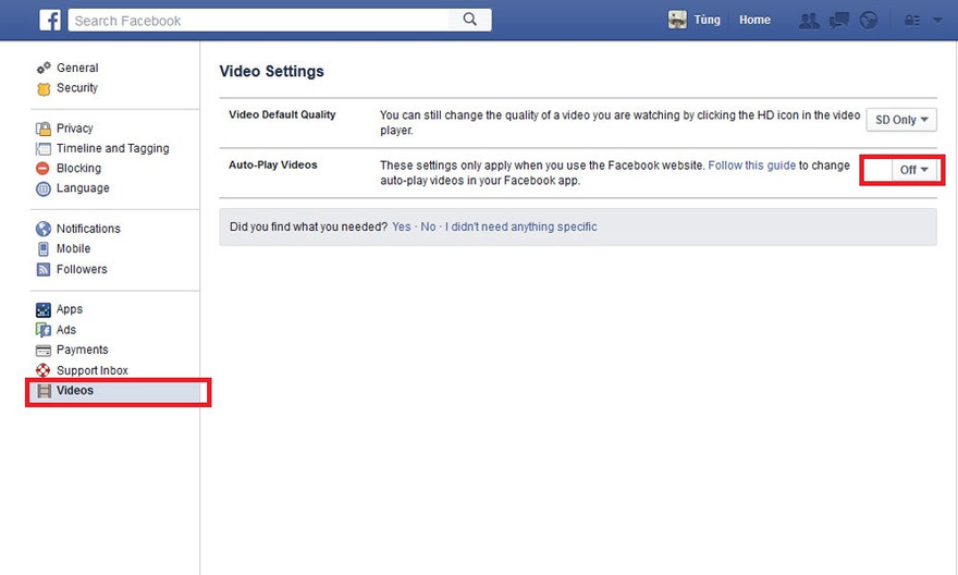 Tắt tính năng tự động chạy video trên Facebook