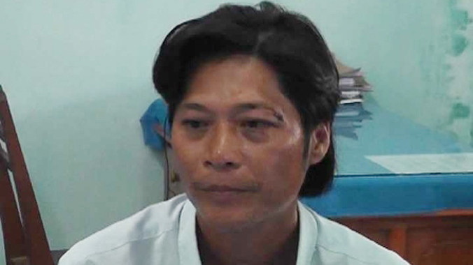 Đối tượng Thanh tại cơ quan công an.