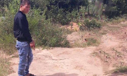 Đối tượng Vũ tại hiện trường vụ án