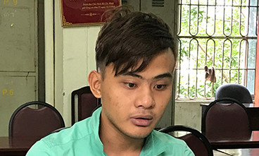 Đối tượng Nguyễn Trần Nhật Anh tại cơ quan công an