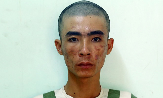 Nghi can Võ Trung Kiên tại cơ quan điều tra