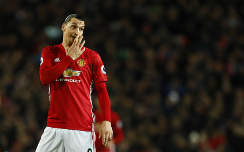 Ibrahimovic ghi 14 bàn tại Ngoại hạng Anh mùa này. Ảnh: Reuters.