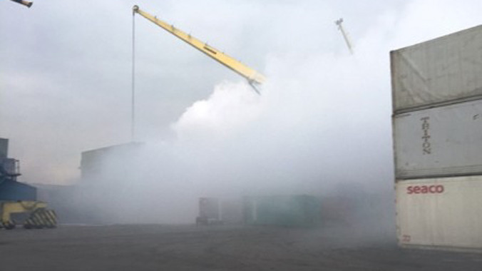 Hiện trường vụ cháy tại cảng Nam Hải.