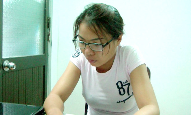 Phan Thị Huyền tại cơ quan điều tra. Ảnh: Nguyễn Ngân