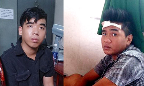 Hai đối tượng tại cơ quan công an - Ảnh: Thiên Long