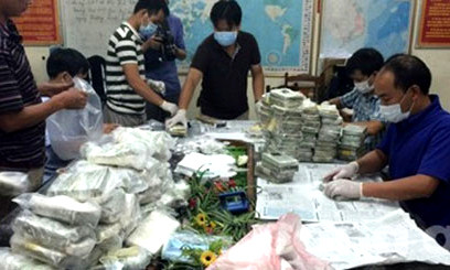 Tổng số tang vật ma túy thu được là 490 bánh heroin