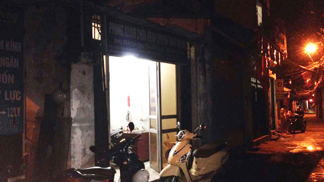 Phòng khám nơi nạn nhân T. tử vong. Ảnh: CTV 