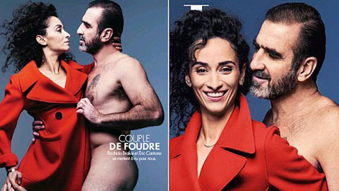 Cantona và cô vợ xinh đẹp.