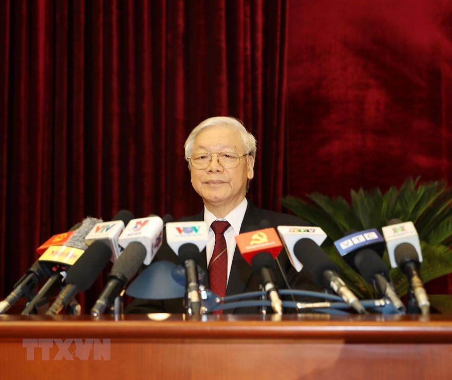 Tổng Bí thư Nguyễn Phú Trọng phát biểu bế mạc Hội nghị. Ảnh: Trí Dũng/TTXVN.