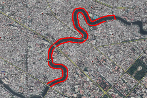 Phạm vi cấm xe phục vụ giải việt dã truyền thống. Ảnh: Sở GTVT.