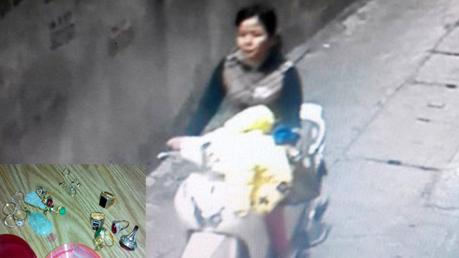 Hình ảnh "siêu trộm" Phượng bị công an ghi lại và tang vật bị thu giữ