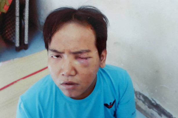 Hoàng Nhật Giang tại cơ quan công an. Ảnh: CA cung cấp.