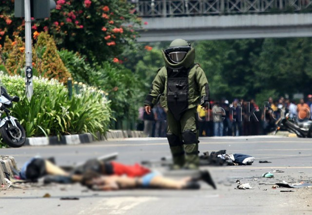 Vụ khủng bố tại Jakarta ngày 14/1 đã khiến dư luận khu vực bàng hoàng. Ảnh: Detik.