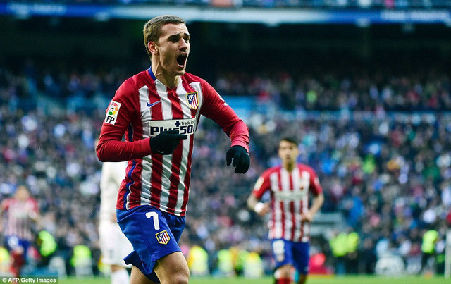 Griezmann ăn mừng bàn thắng duy nhất của trận đấu.