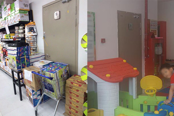 Lối thoát hiểm nằm trong siêu thị, trường học khiến nhiều cư dân bất an.