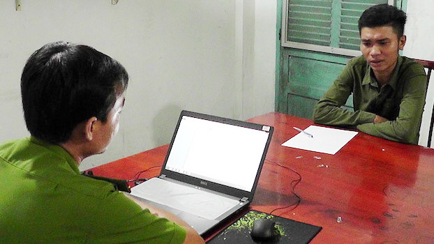 Nghi phạm tại cơ quan điều tra. Ảnh Công an cung cấp