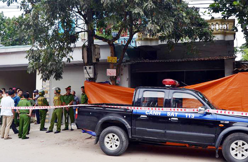 Ngôi nhà ông Vụ - nơi xảy ra vụ nổ súng.