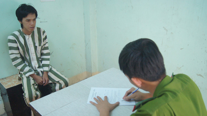 Nguyễn Minh Phương tại cơ quan điều tra. Ảnh CA cung cấp. 