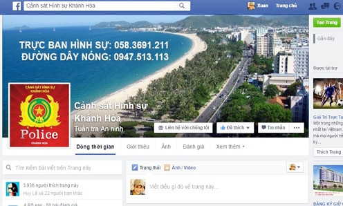 Trang Facebook Cảnh sát Hình sự Khánh Hòa.