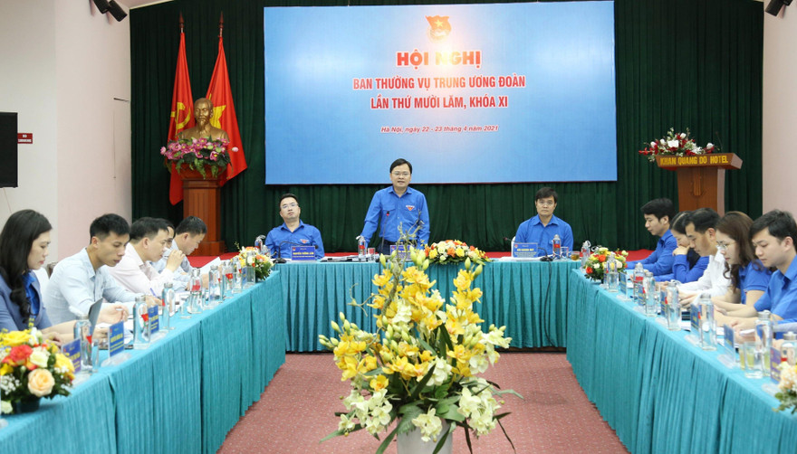 Anh Nguyễn Anh Tuấn, Ủy viên T.Ư Đảng, Bí thư thứ nhất T.Ư Đoàn, Chủ tịch Hội LHTN Việt Nam phát biểu khai mạc hội nghị.