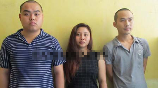 Thành và hai vợ chồng Diện Phương tại cơ quan điều tra