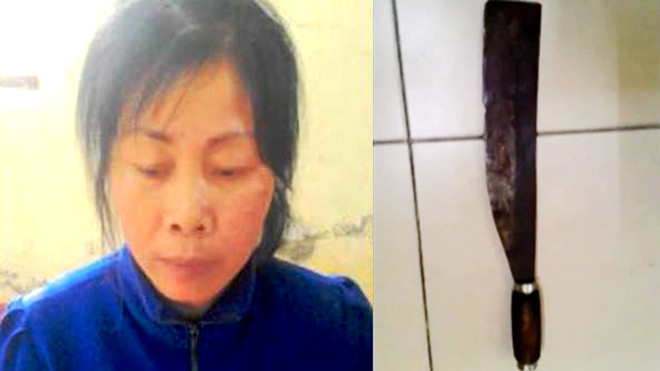 Bị can Mai Thị Vóc và tang vật gây án