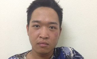 Đối tượng Hoàng Nam tại cơ quan công an.