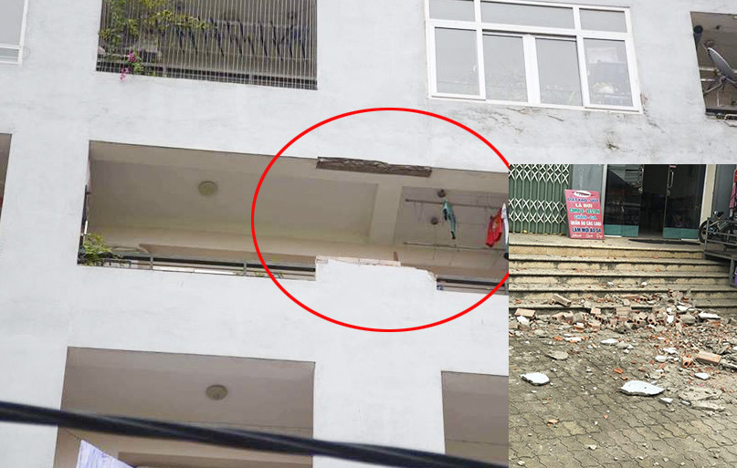 Kinh hãi vì tường chung cư bất ngờ đổ sập